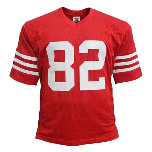 John Taylor Autographed Red Pro Style Football Jersey (JSA) with 3x SB Inscription