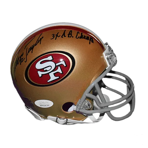 John Taylor San Francisco 49ers Autographed Football Mini Helmet (JSA) 3 x Super Bowl Champ Inscription