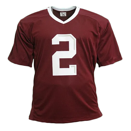 Johnny Manziel Maroon Autographed College Style STAT Football Jersey JSA