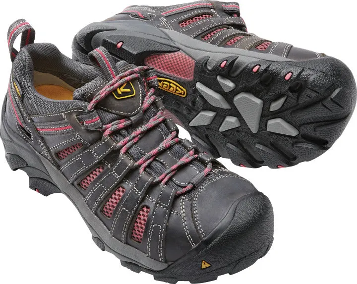 'Keen Utility' Women's Flint Low EH Steel Toe - Magnet Grey / Rose Pink