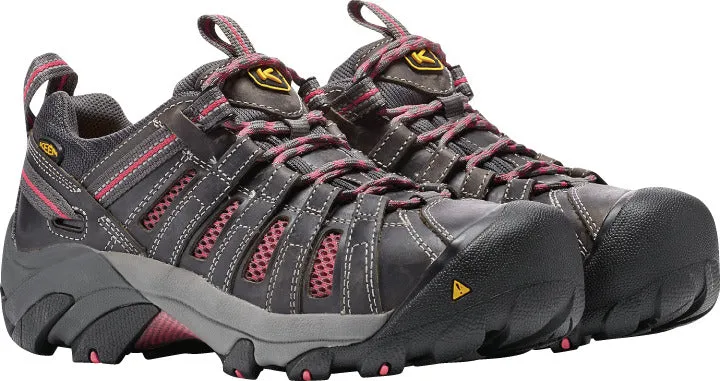 'Keen Utility' Women's Flint Low EH Steel Toe - Magnet Grey / Rose Pink