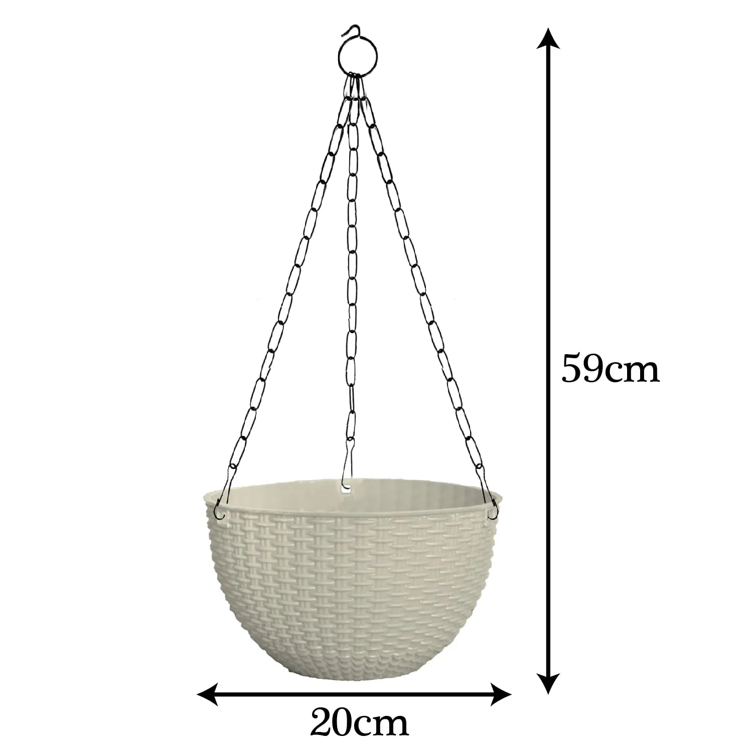 Kuber Industries Plastic Hanging Flower Pot for Balcony & Railing Set of 5 (White) 53KM3839