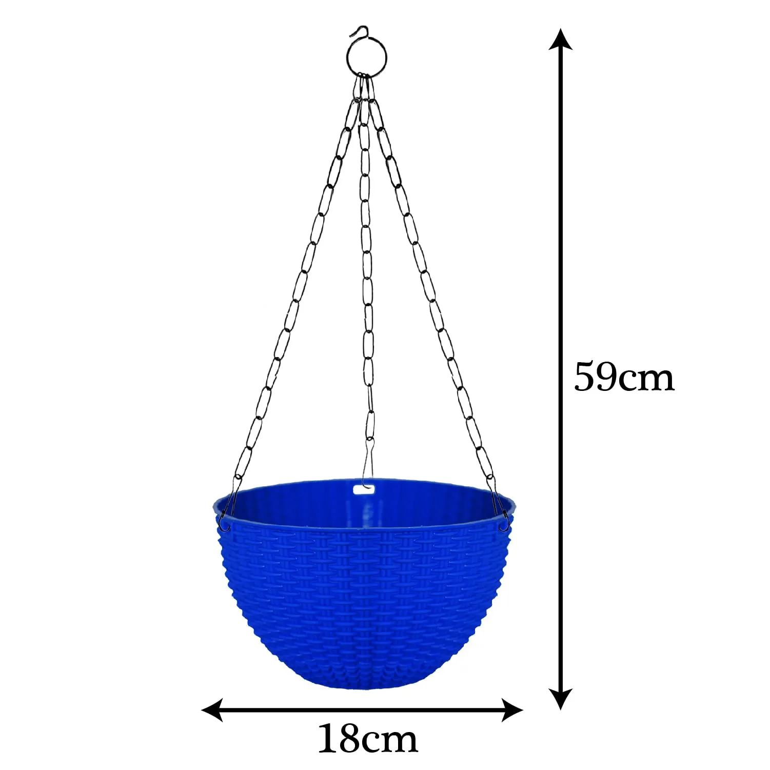 Kuber Industries Plastic Hanging Flower Pot for Balcony & Railing Set of 6 (Blue)-18x18x59 cm