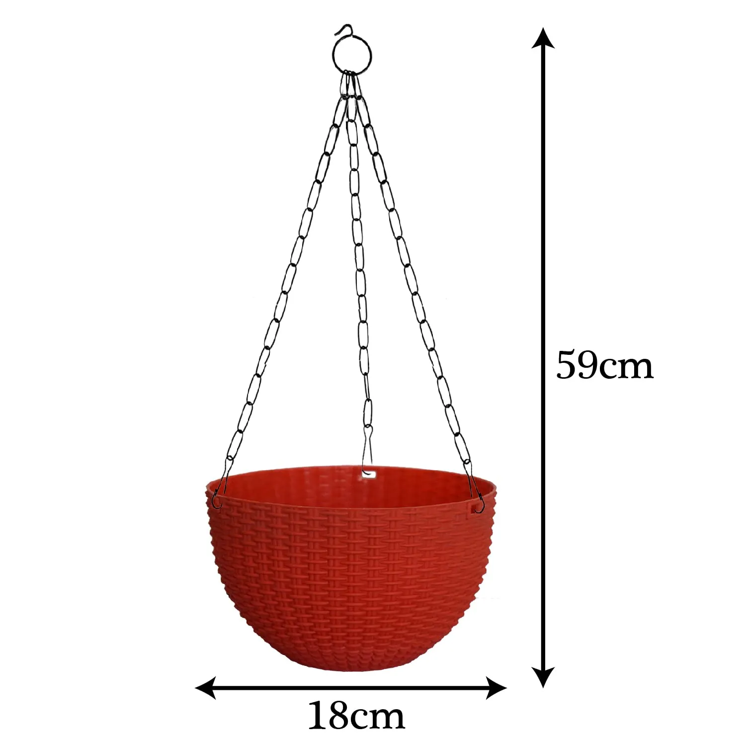 Kuber Industries Plastic Hanging Flower Pot for Balcony & Railing Set of 6 (Red) 53KM3830