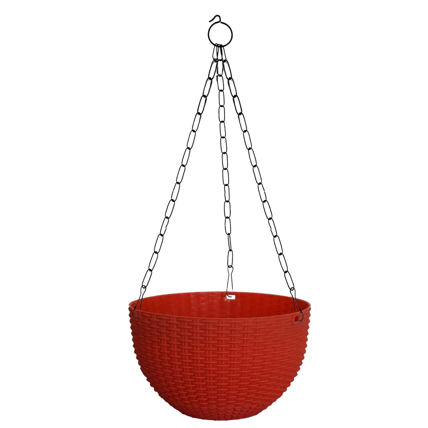 Kuber Industries Plastic Hanging Flower Pot for Balcony & Railing Set of 6 (Red) 53KM3830