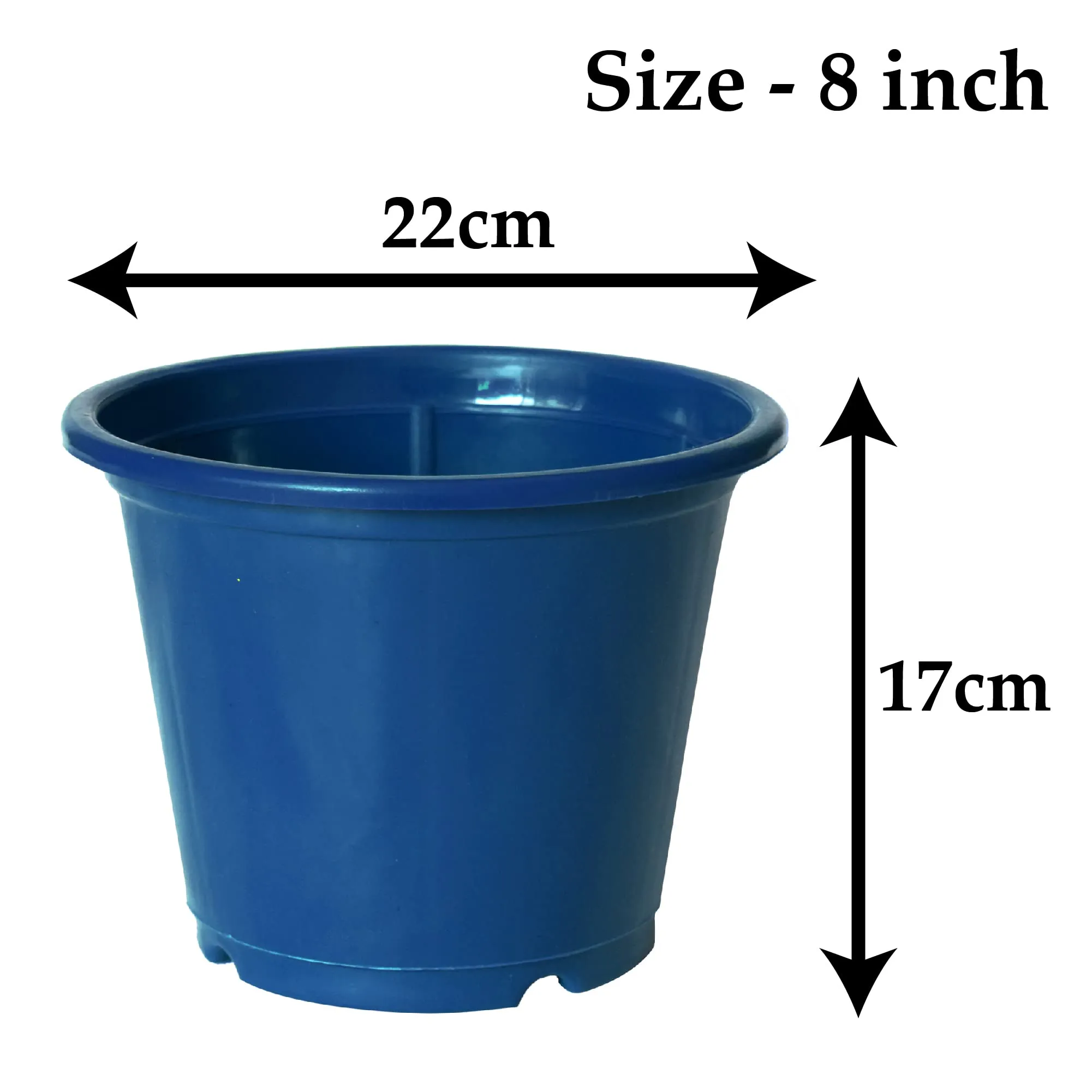 Kuber Industries Plastic Planters|Gamla|Flower Pots for Garden Nursery Home Décor,8"x6",Pack of 4 (Blue)