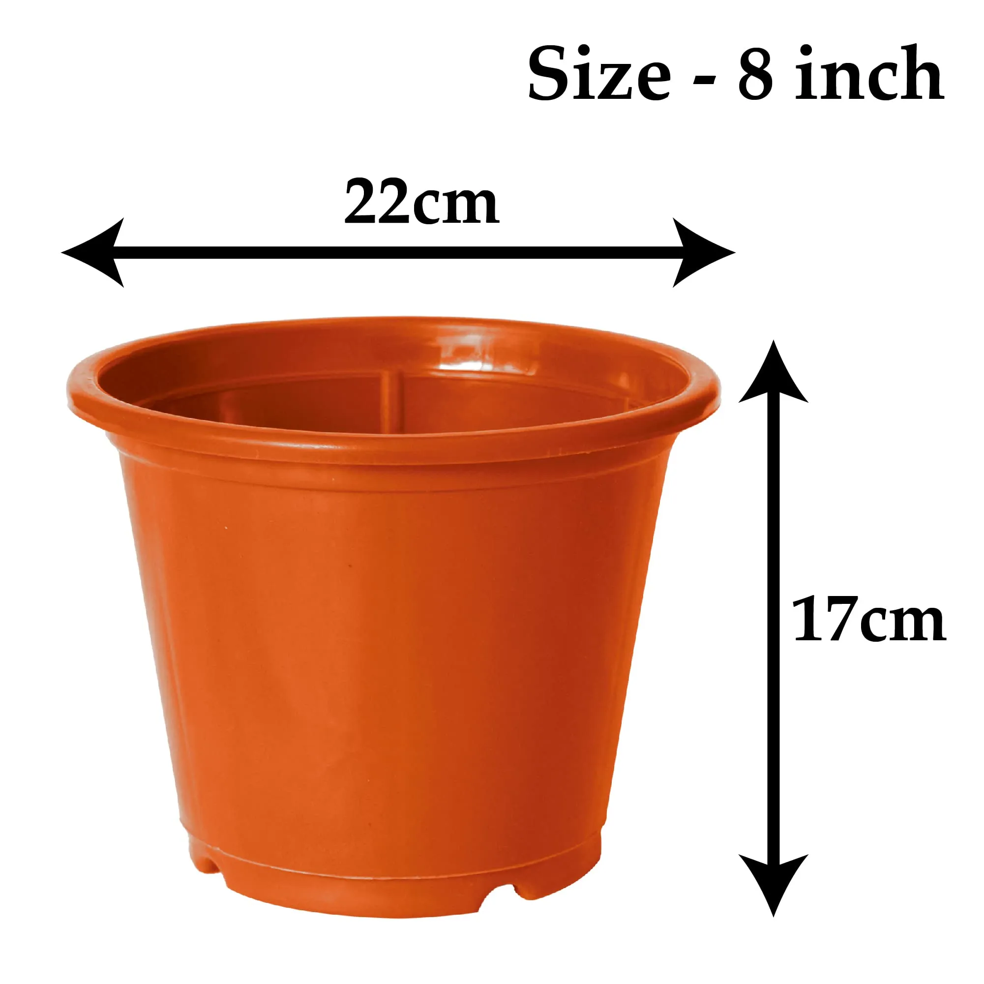 Kuber Industries Plastic Planters|Gamla|Flower Pots for Garden Nursery Home Décor,8"x6",Pack of 4 (Orange)