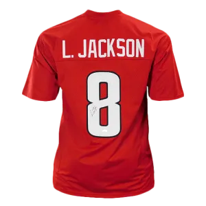 Lamar Jackson Signed College Edition Red Football Jersey (JSA)