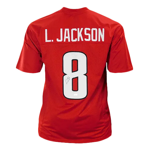 Lamar Jackson Signed College Edition Red Football Jersey (JSA)