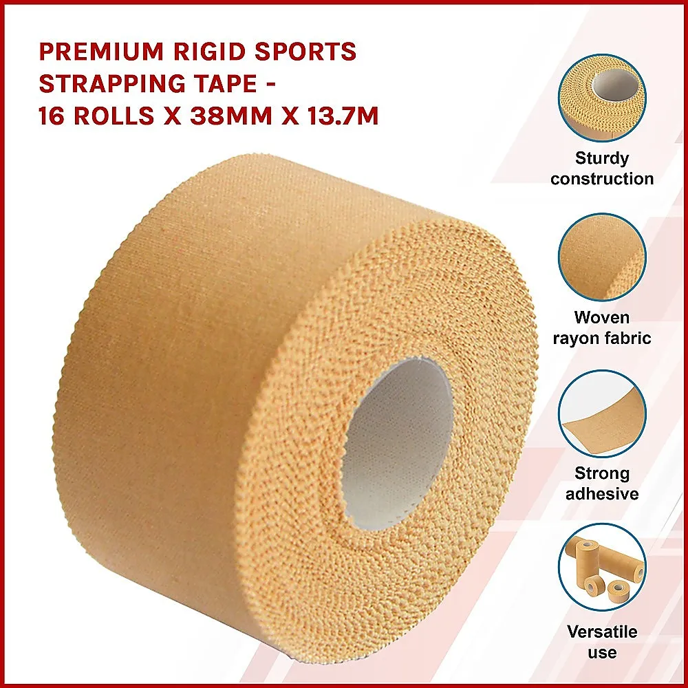 Latex-Free Rigid Sports Strapping Tape, 16 Rolls – 38mm x 13.7m