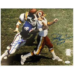 Lawrence Taylor and Joe Theismann 83 MVP Inscription Dual Signed 11x14 Photo (JSA)