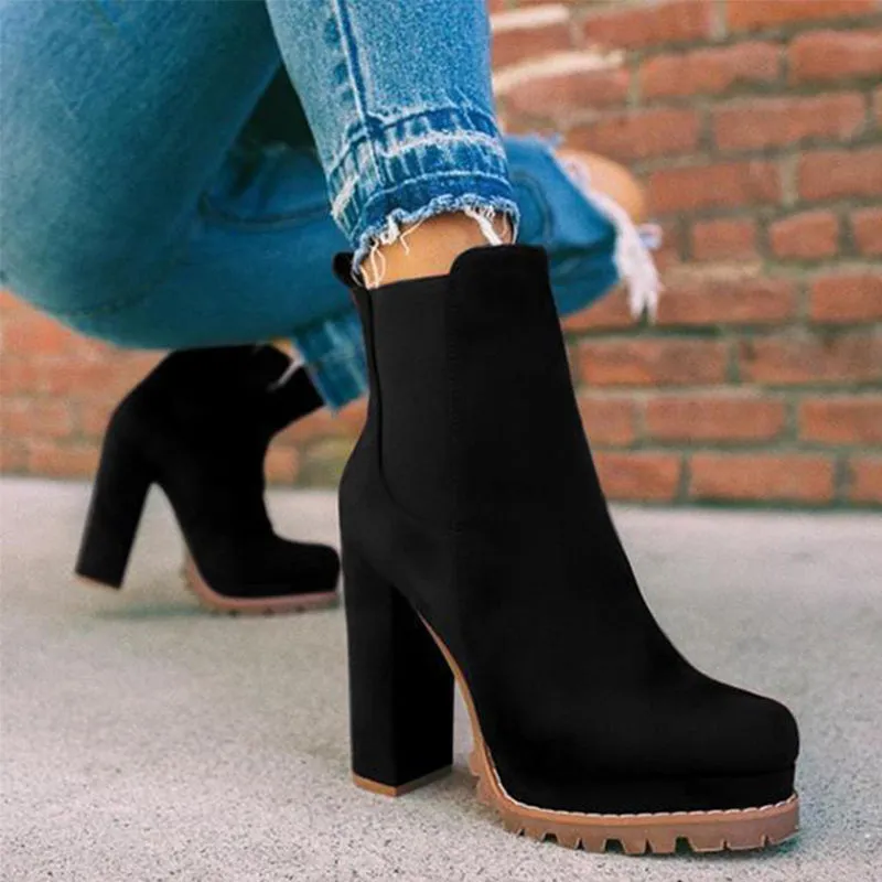 Leopard Print Ankle Boots  High Heel Platform