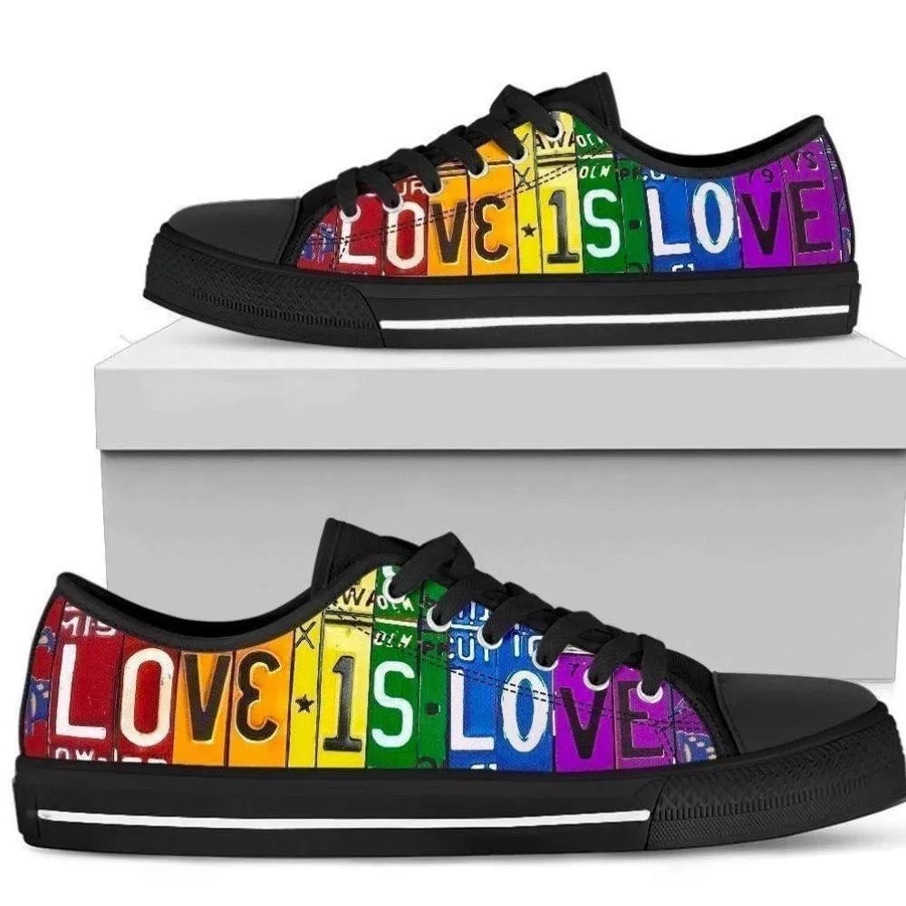 Lgbt Pride Women Sneakers Love Is Love , Low Top Sneaker, Low Top Canvas Shoes