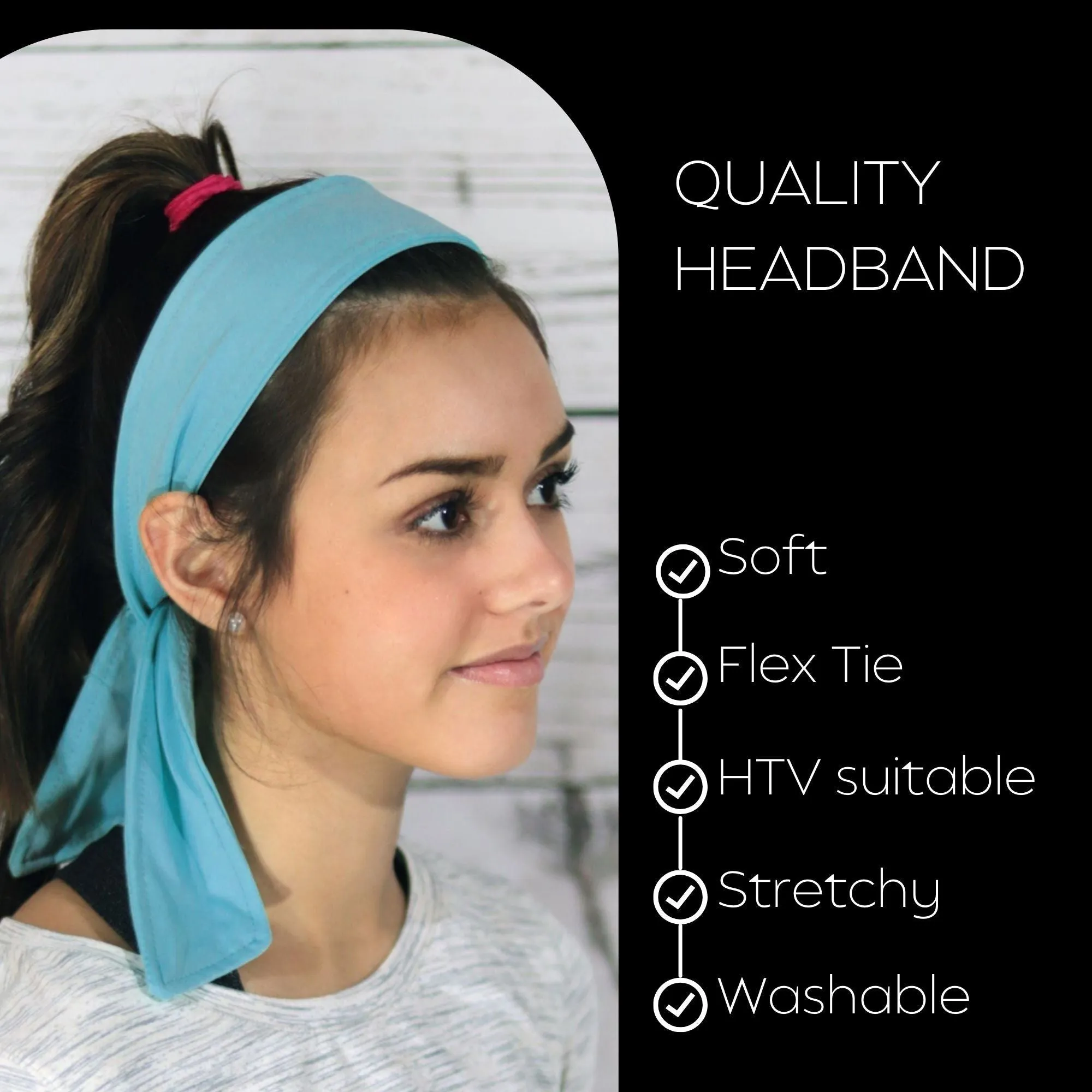 Light Blue Tie Headbands - 12 Pack