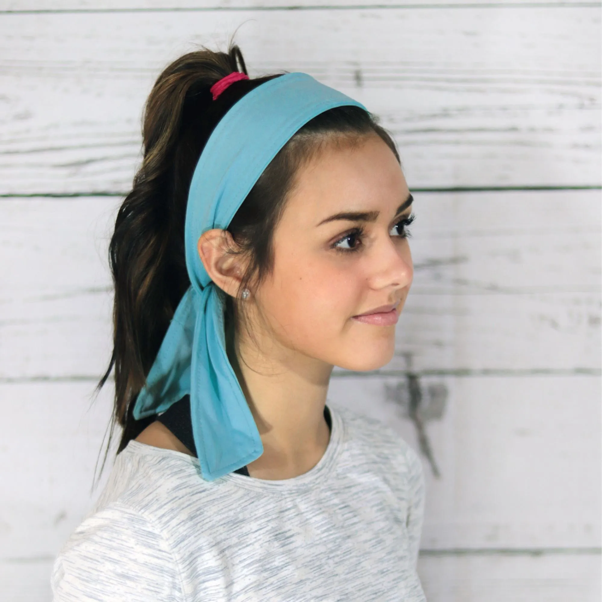 Light Blue Tie Headbands - 12 Pack