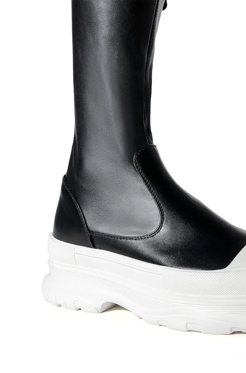 LOVER-BLACK THIGH HIGH STRETCH SNEAKER BOOT