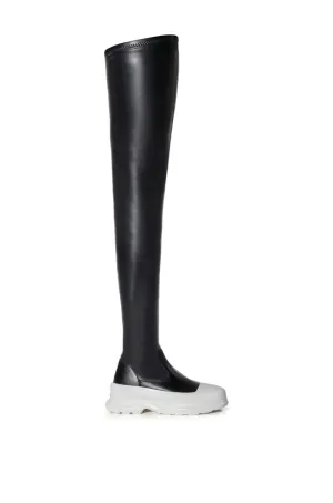 LOVER-BLACK THIGH HIGH STRETCH SNEAKER BOOT