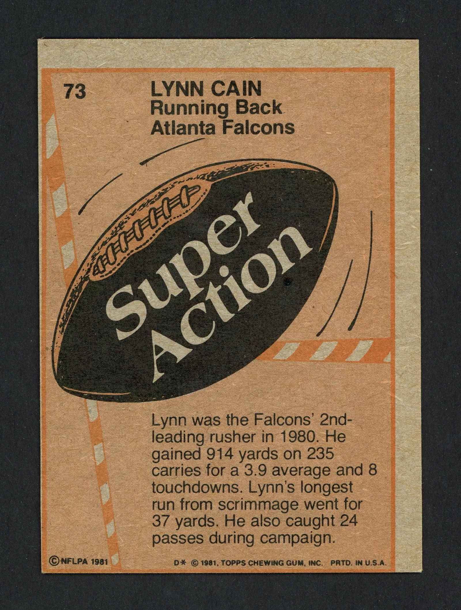 Lynn Cain Autographed 1981 Topps Card #73 Atlanta Falcons SKU #160225