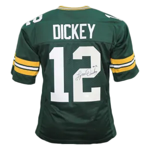 Lynn Dickey Pro Style Autographed Football Jersey Green (JSA)