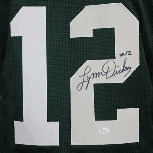 Lynn Dickey Pro Style Autographed Football Jersey Green (JSA)