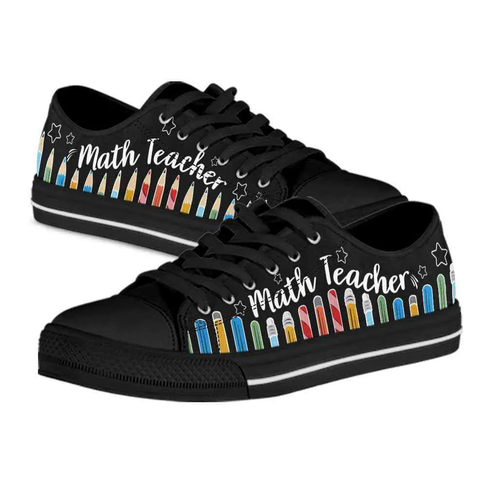 Math Teacher Colorful Pencils Low Top Shoes, Teacher Shoes, Low Top Sneakers