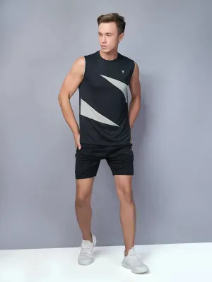 Men Colorblock Slim Fit Crew Neck Innerwear Vest with TECHNO COOL