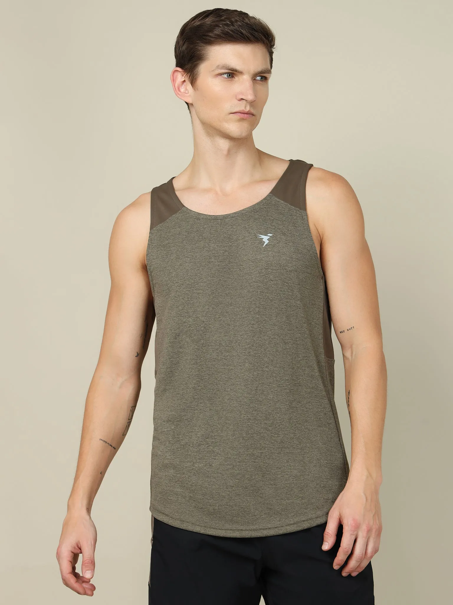 Men Melange Slim Fit Scoop Neck Innerwear Vest with TECHNO COOL 