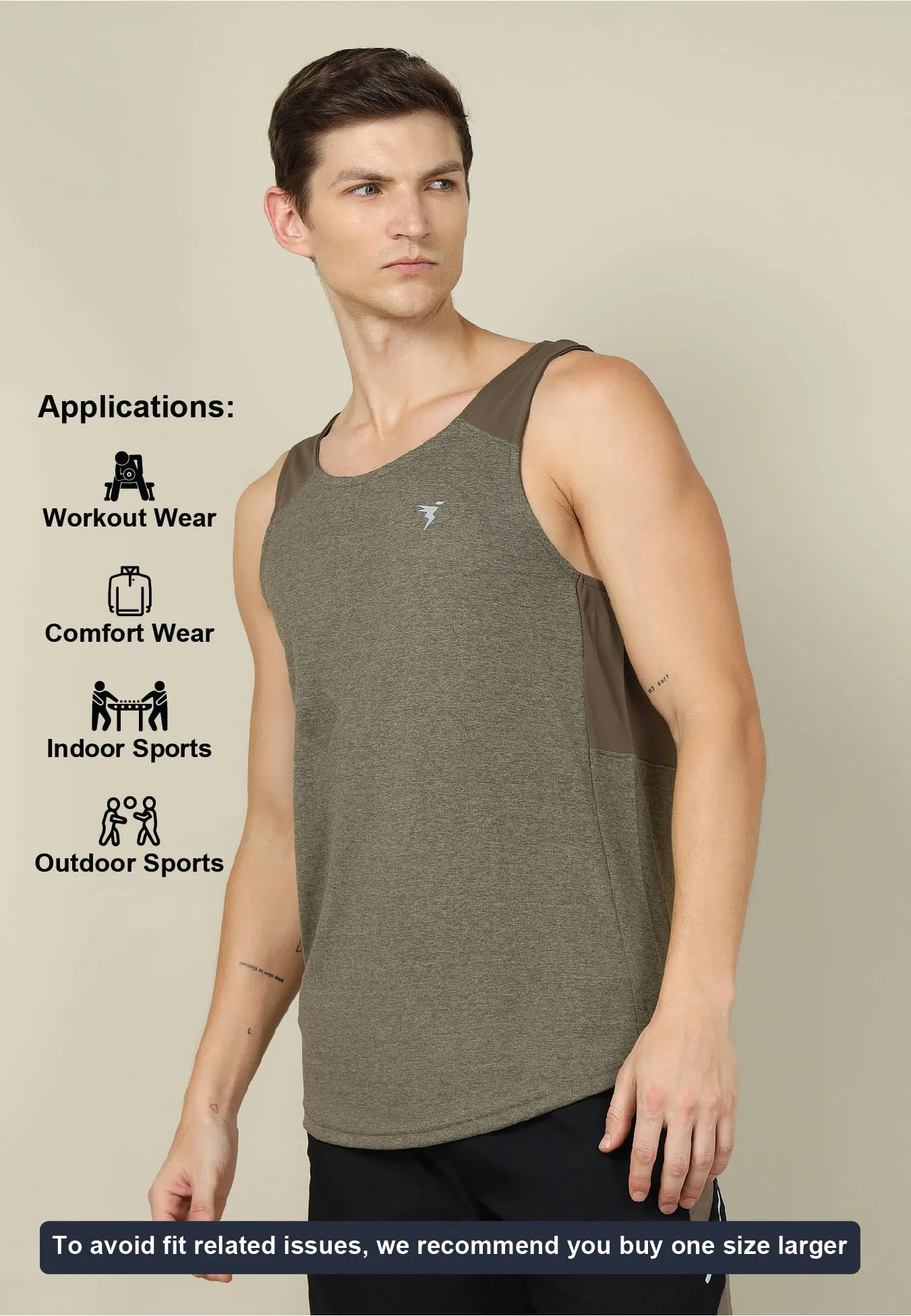 Men Melange Slim Fit Scoop Neck Innerwear Vest with TECHNO COOL 