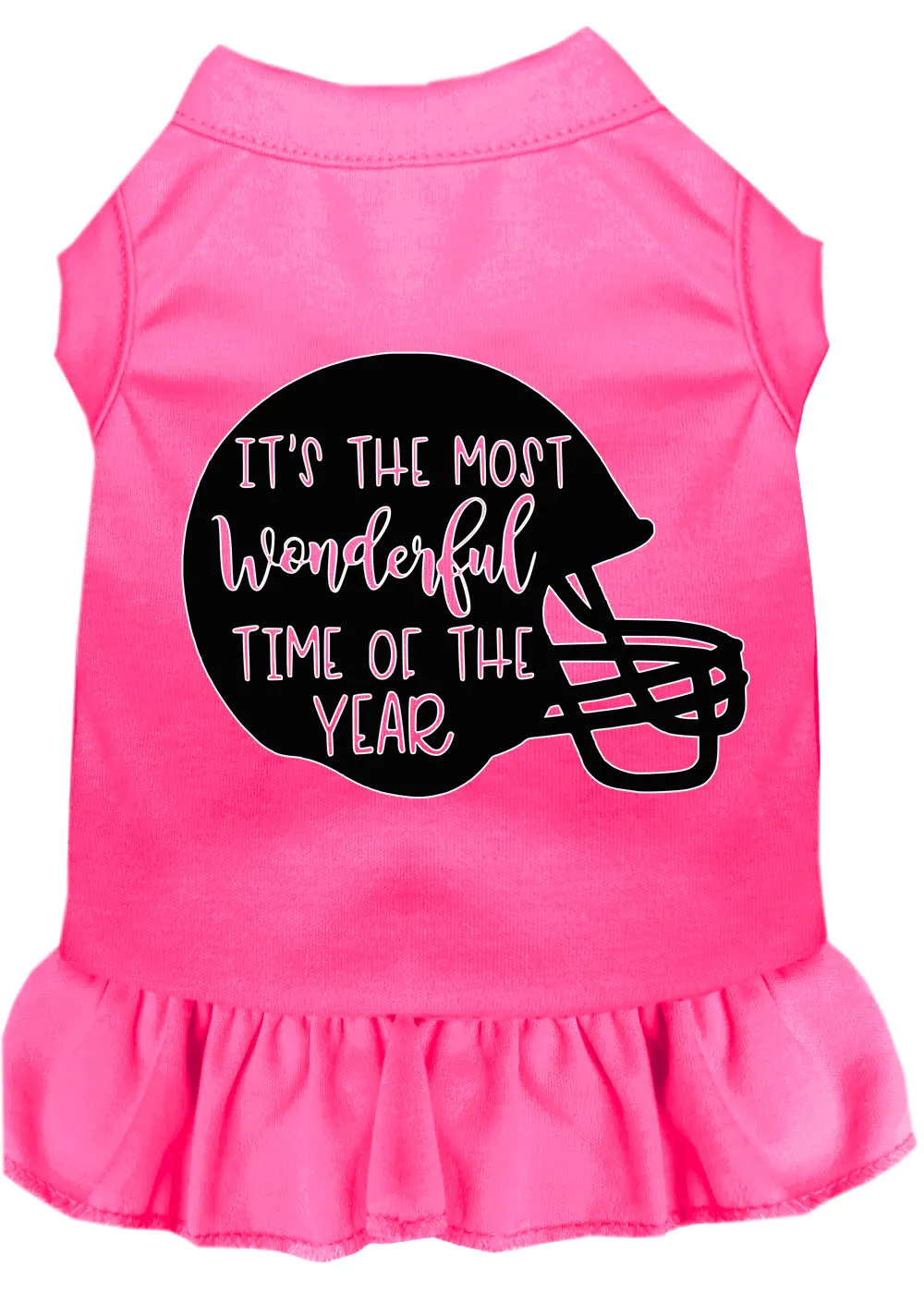 Most Wonderful Time Of The Year (football) Screen Print Dog Dress Bright Pink Xl