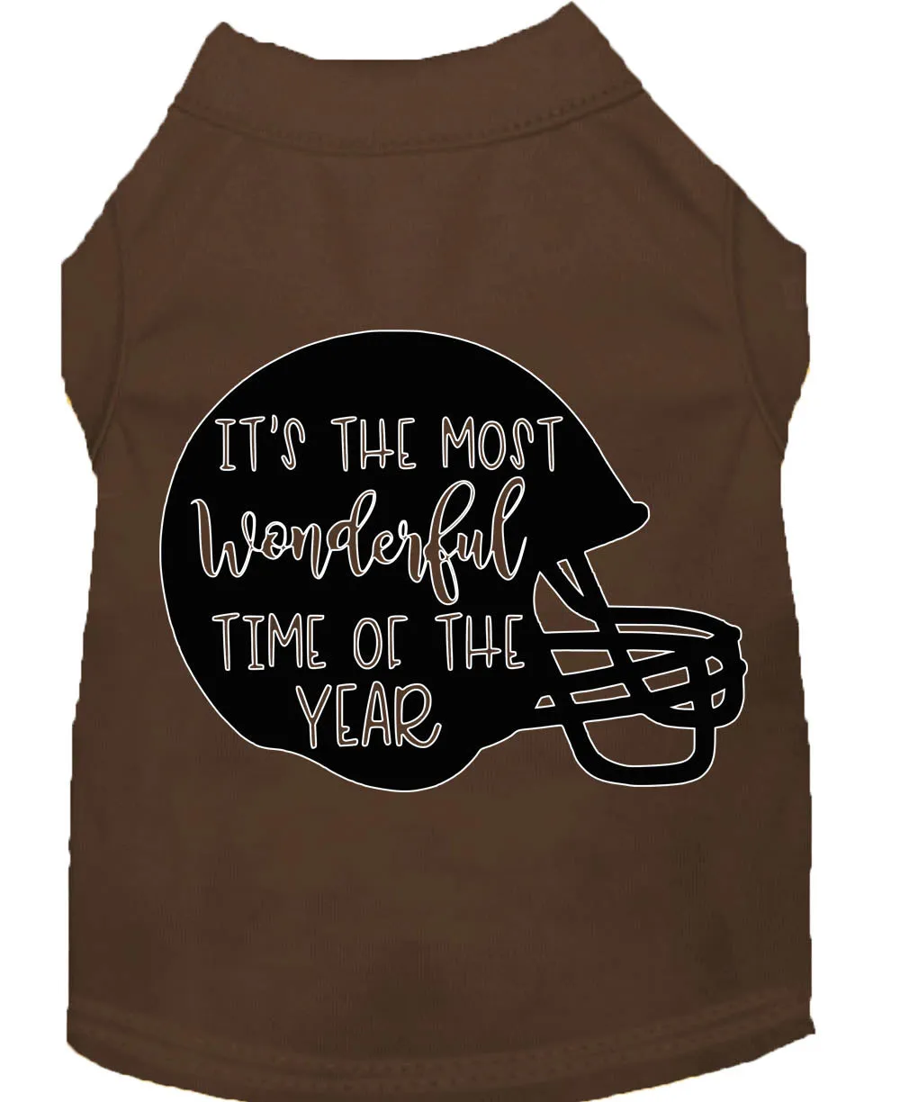 Most Wonderful Time Of The Year (football) Screen Print Dog Shirt Brown Xs