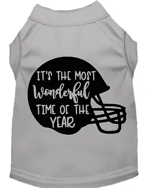 Most Wonderful Time Of The Year (football) Screen Print Dog Shirt Grey Med