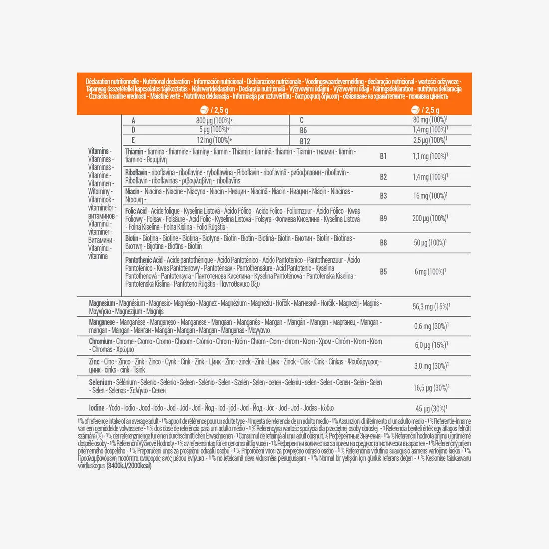 Multivitamines et arôme naturel orange sans sucres - 30 comprimés