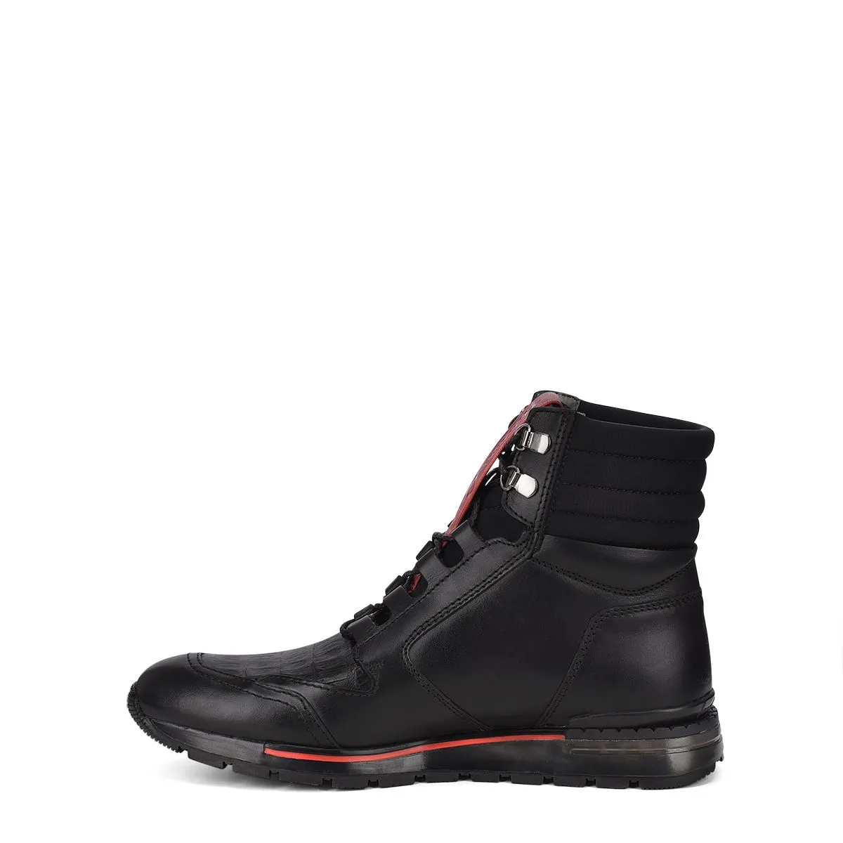 N48CWTS - Cuadra black casual fashion caiman leather sneaker boots for men