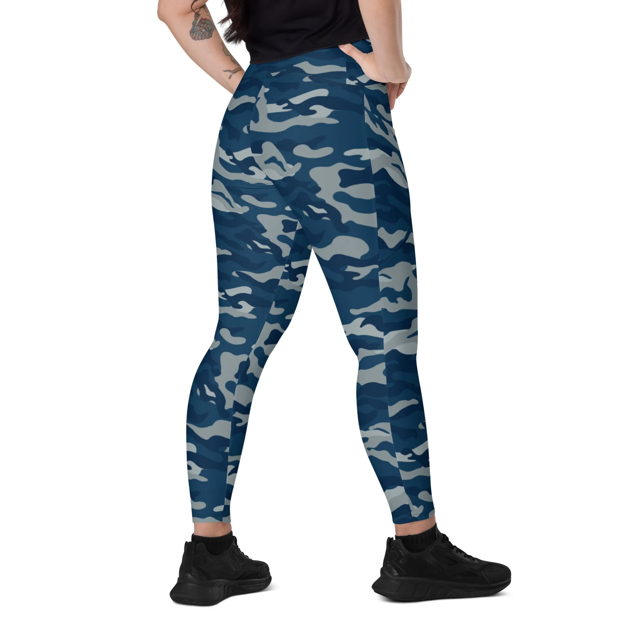 Navy CamoFit Leggings with Pockets