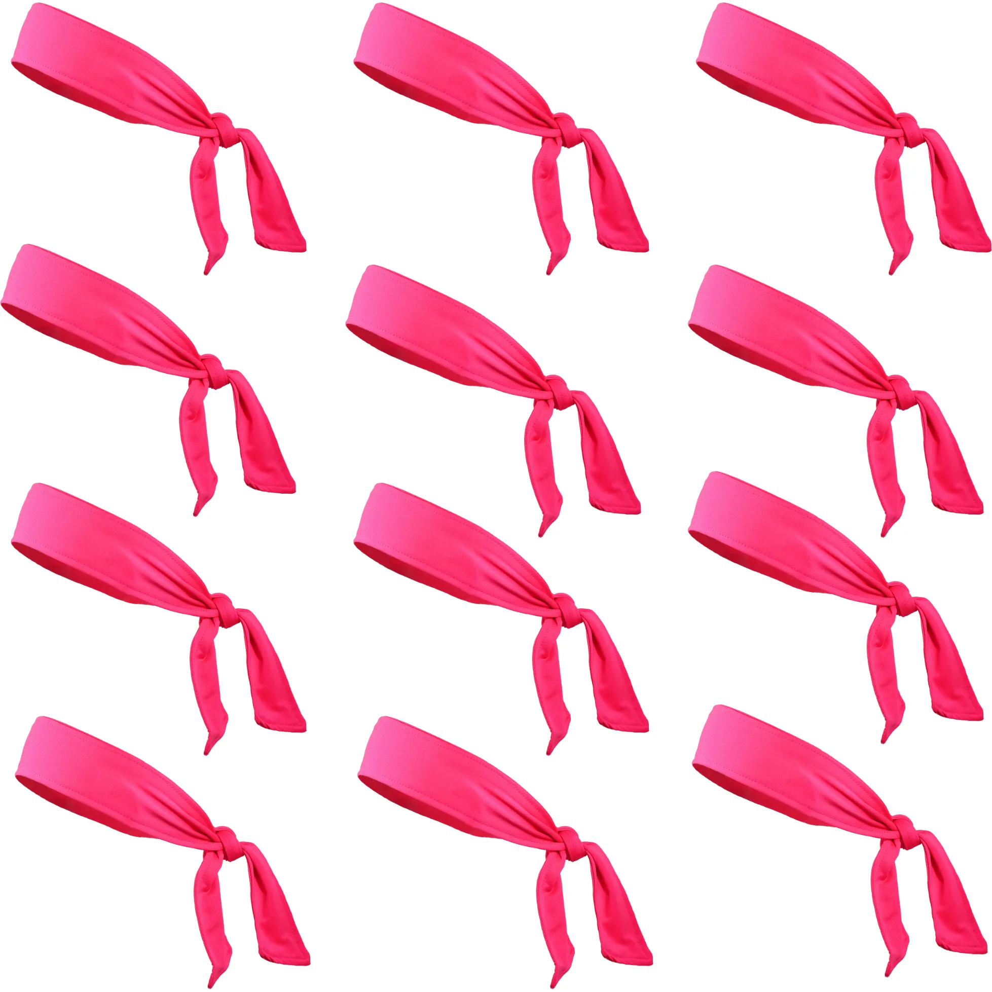 Neon Pink Tie Headbands - 12 Pack