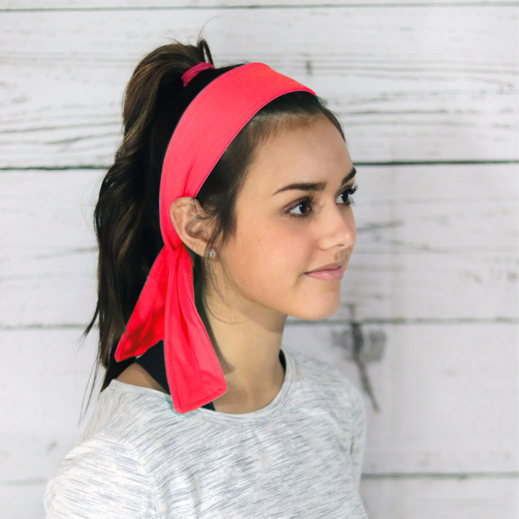 Neon Pink Tie Headbands - 12 Pack