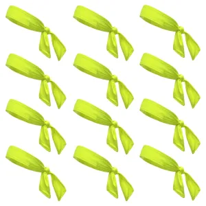 Neon Yellow Tie Headbands - 12 Pack