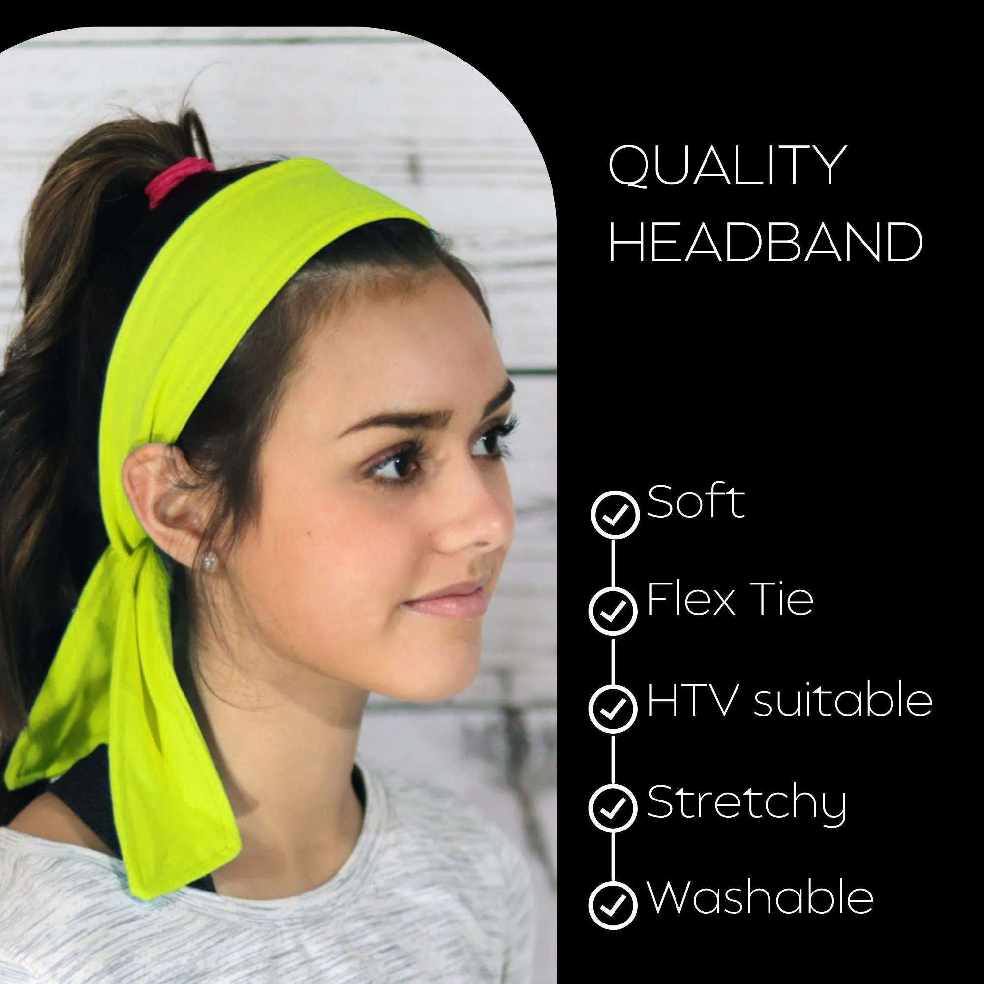 Neon Yellow Tie Headbands - 12 Pack