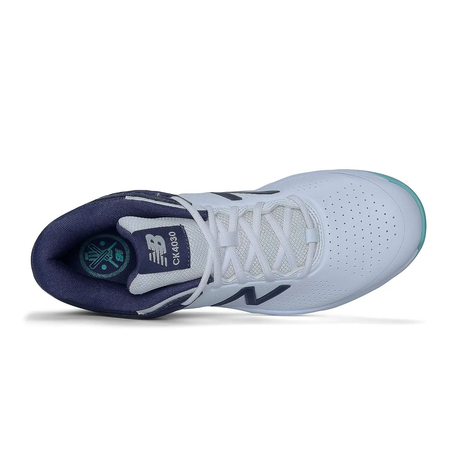 New Balance CK4030J4 Metal Spike Cricket Shoes, White/Cyber Jade