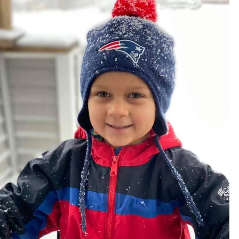 New England Patriots Football Navy Blue Pom Hat Toddler