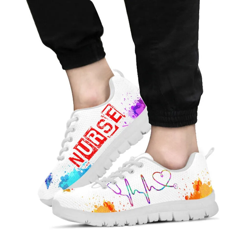 Nurse Sneaker, Nurse Art White Sneakers Shoes, Best Shoes For Nurses