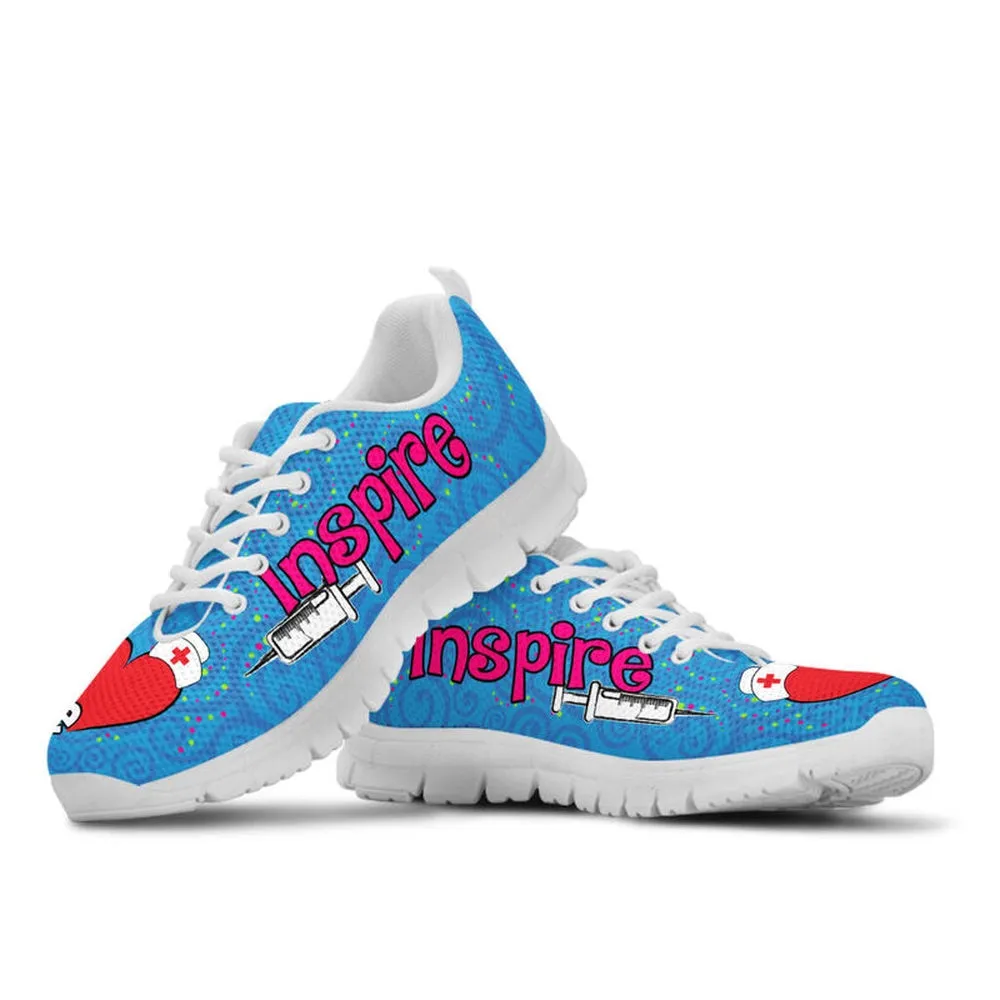 Nurse Sneaker, Nurse Love Inspire Blue Sneakers Shoes, Best Shoes For Nurses