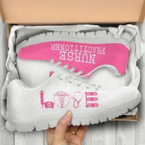 Nurse Sneaker, Nurse Practitioner Love Pink White Sneakers, Best Shoes For Nurses