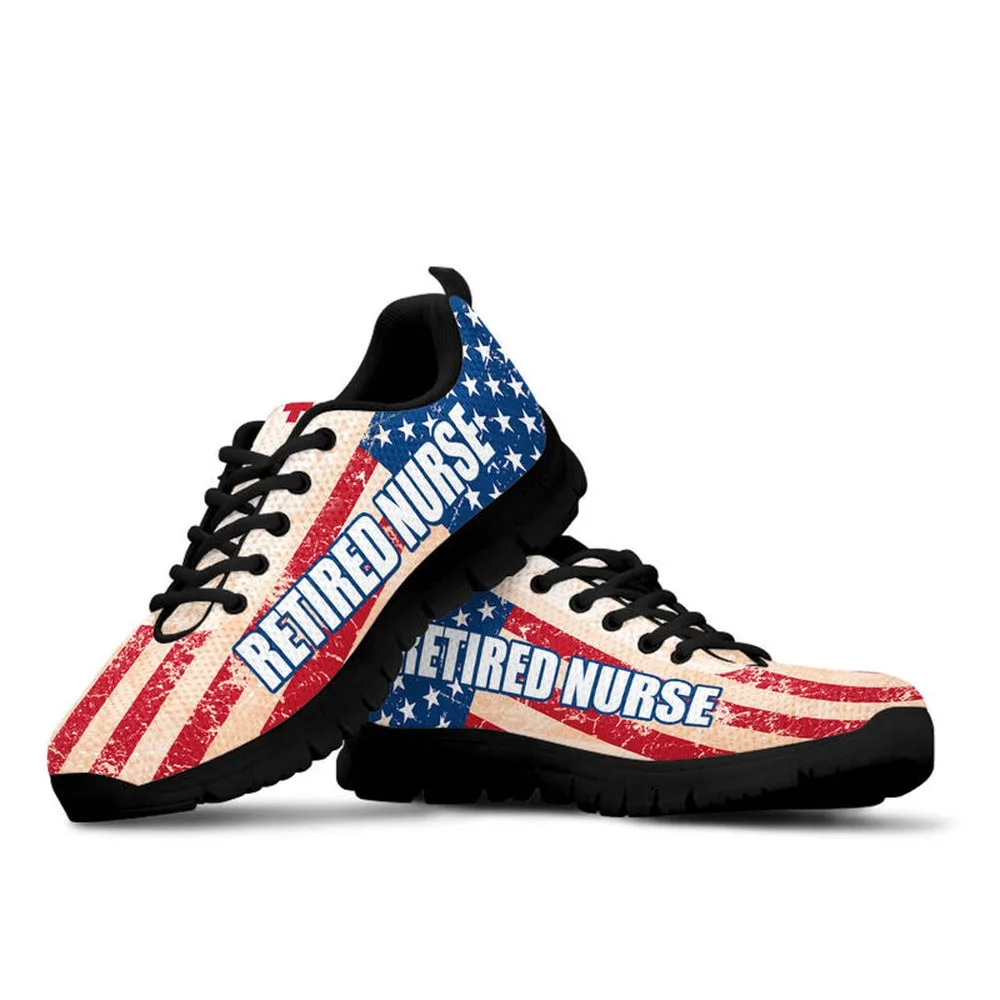 Nurse Sneaker, Retired Nurse Usa Flag Sneakers Shoes, Best Shoes For Nurses