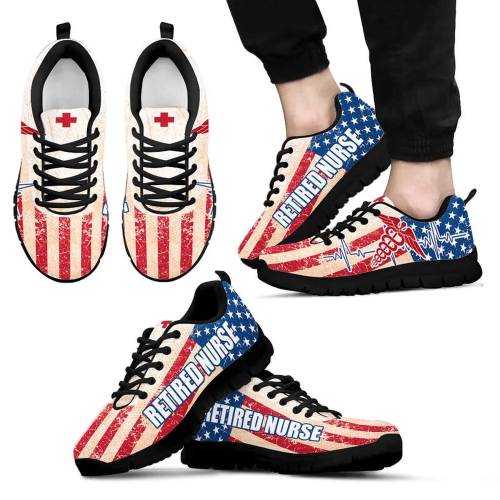 Nurse Sneaker, Retired Nurse Usa Flag Sneakers Shoes, Best Shoes For Nurses