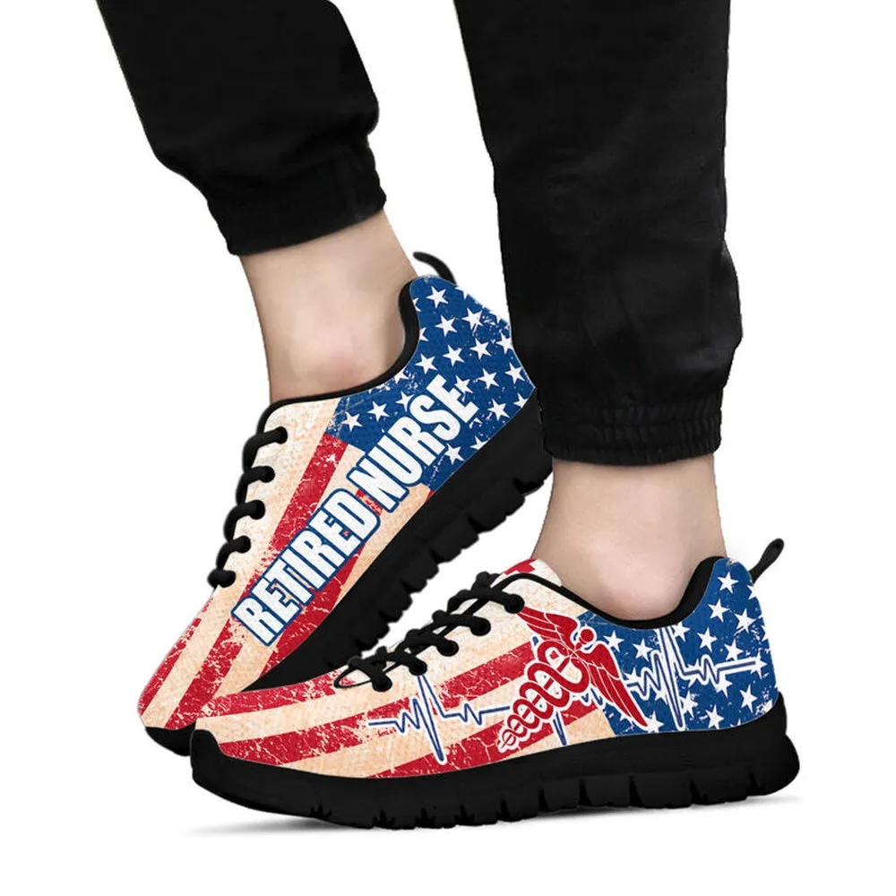 Nurse Sneaker, Retired Nurse Usa Flag Sneakers Shoes, Best Shoes For Nurses