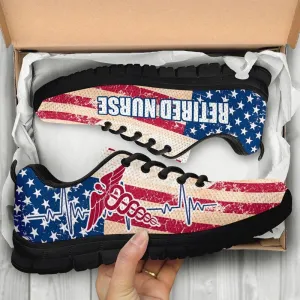 Nurse Sneaker, Retired Nurse Usa Flag Sneakers Shoes, Best Shoes For Nurses