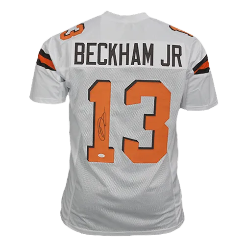 Odell Beckham Jr Autographed Pro-Style Football Jersey White Cleveland (JSA)