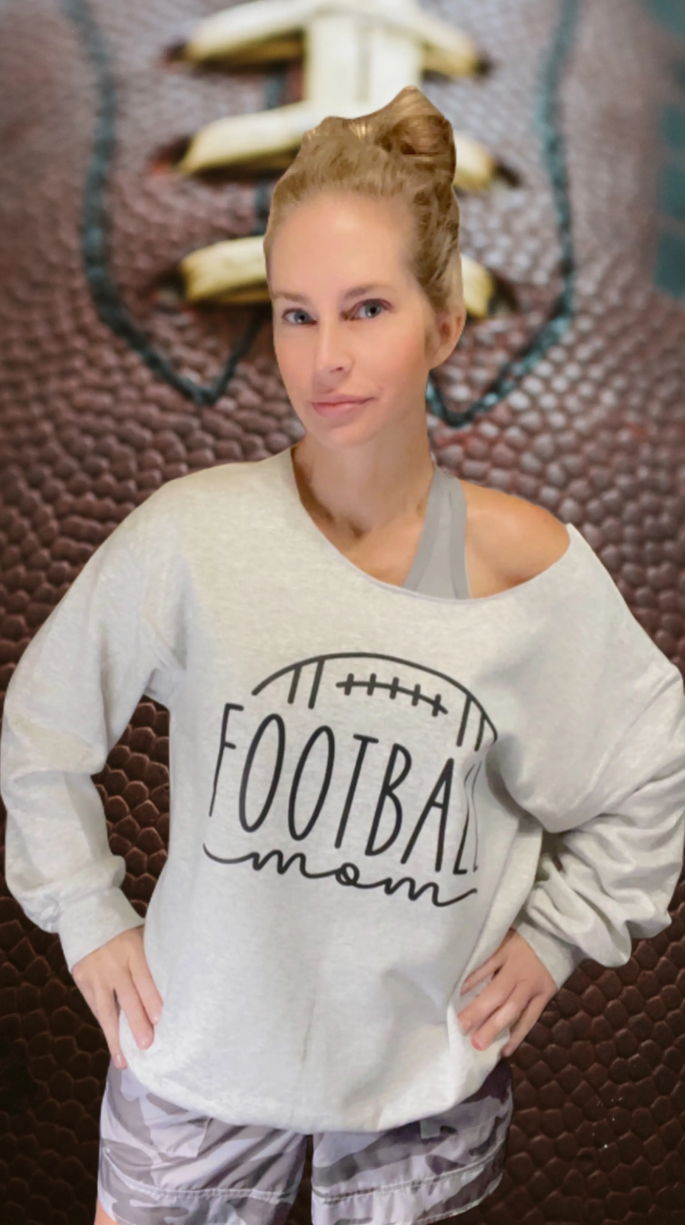 Off-The-Shoulder Football Mom Sweatshirt