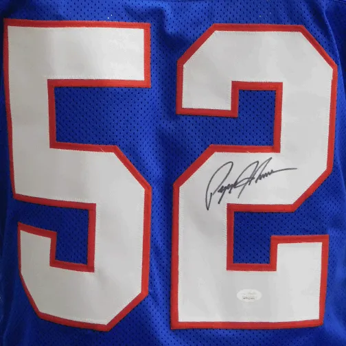 Pepper Johnson Autographed Pro Style Blue Football Jersey (JSA)